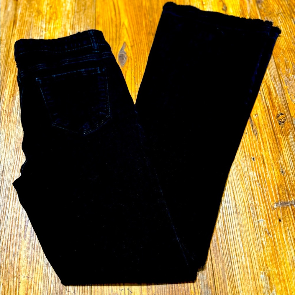 Silver Crush Bell Bottom Black Denim Ripped Jeans size 27